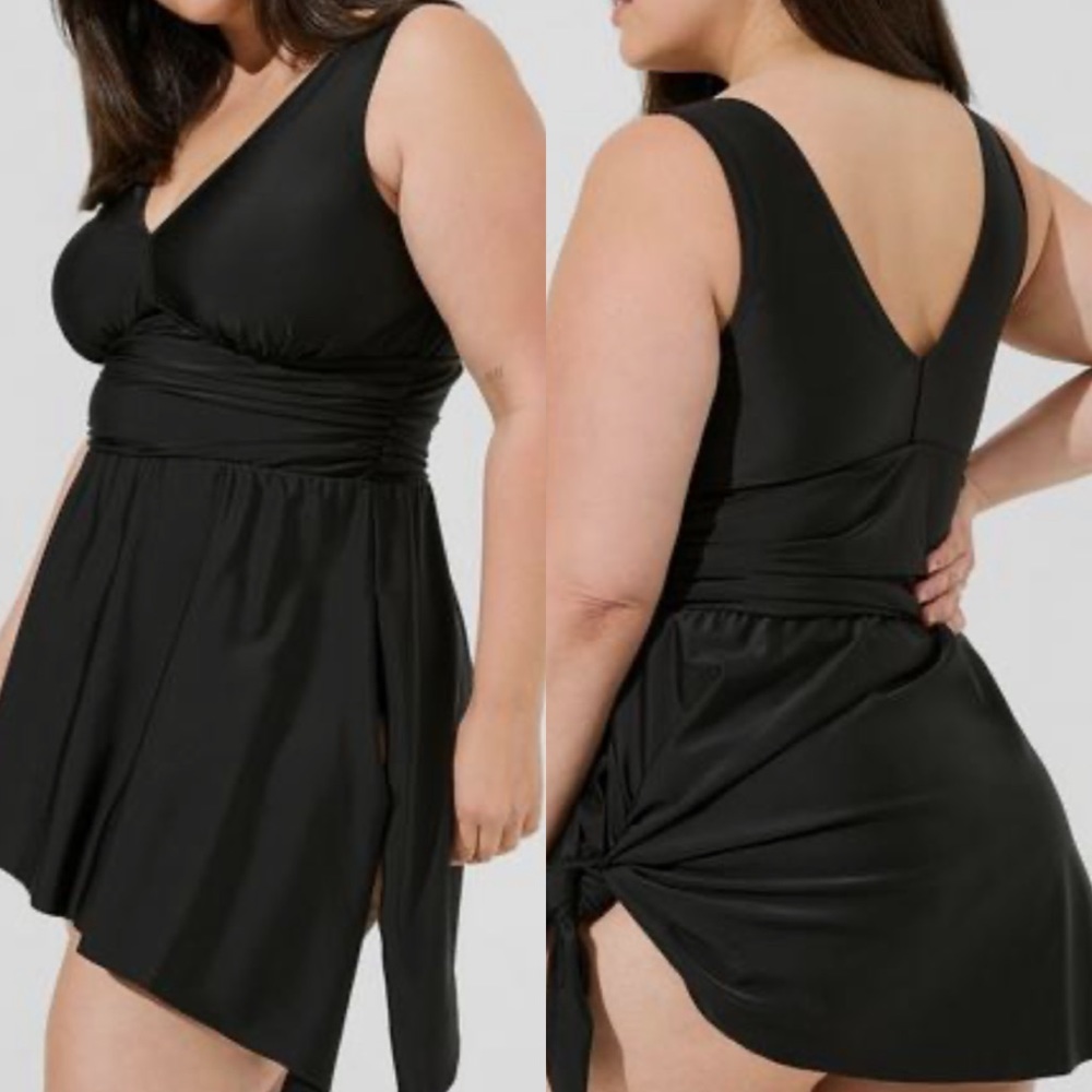 Torrid Wireless Short Asymmetrical Swim Dress With Brief